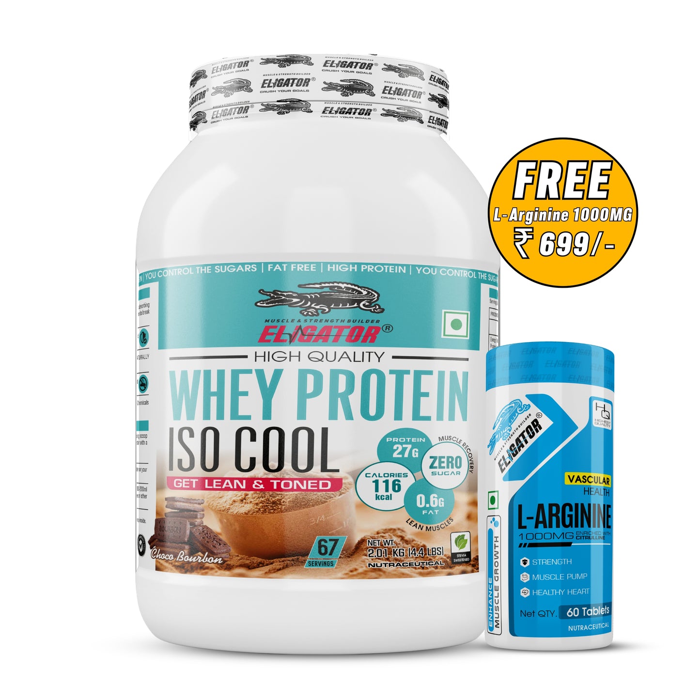 Eligator Iso Cool Whey Protein Isolate with Free L-Arginine 60 Tablets