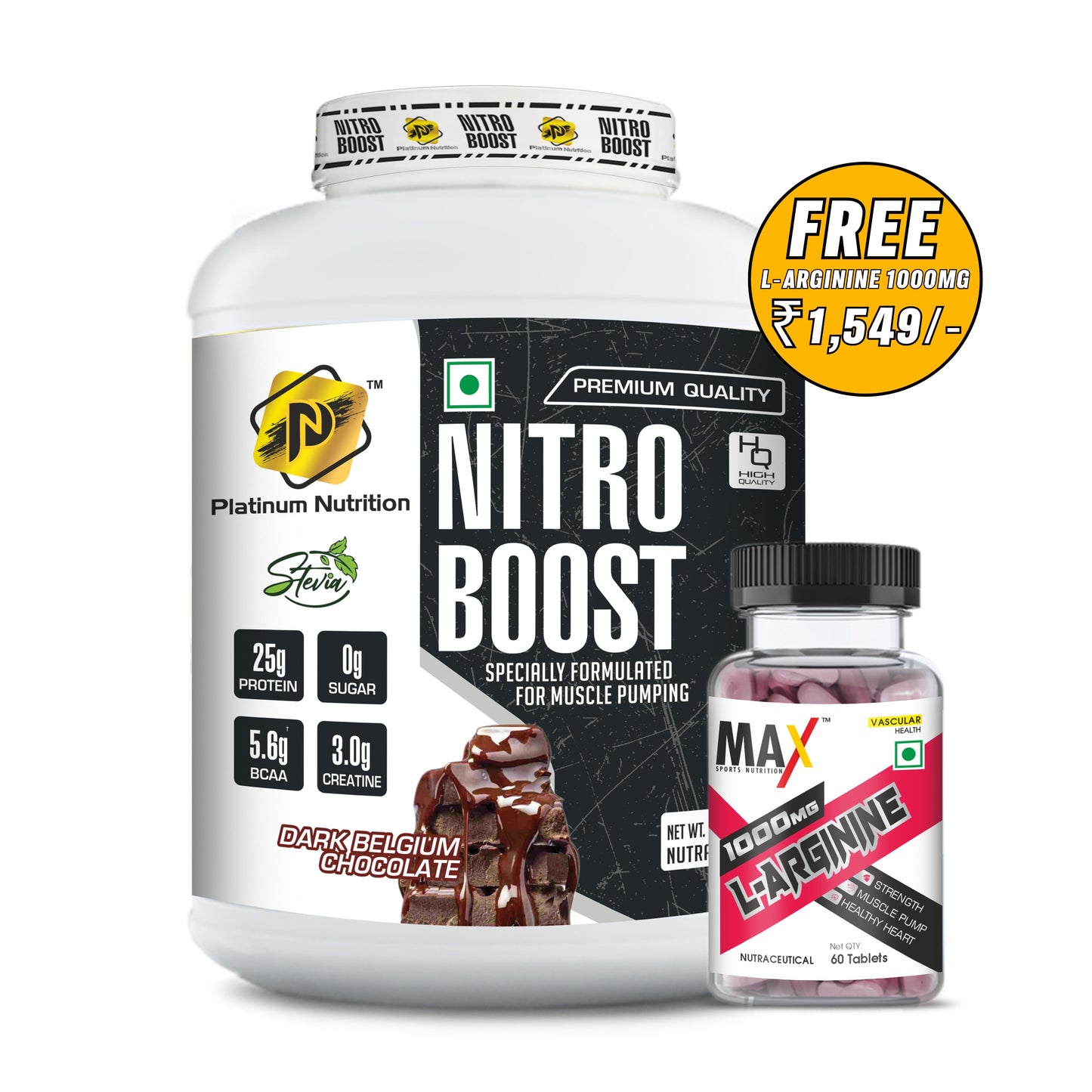 Platinum nutrition Nitro Boost whey protein Free L-Arginine 60 Tablets