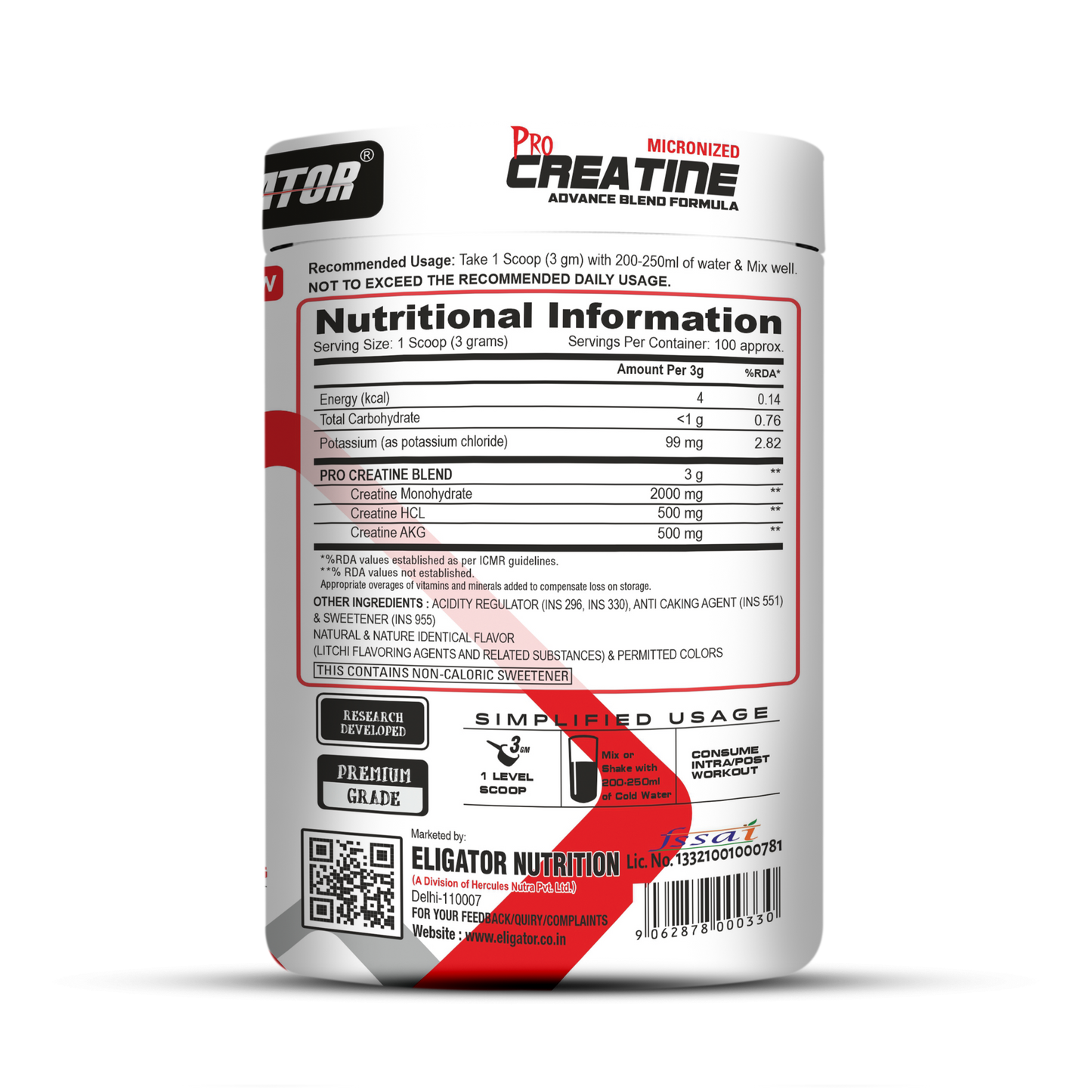 Eligator Nutrition Pro Micronized Creatine 100 Servings