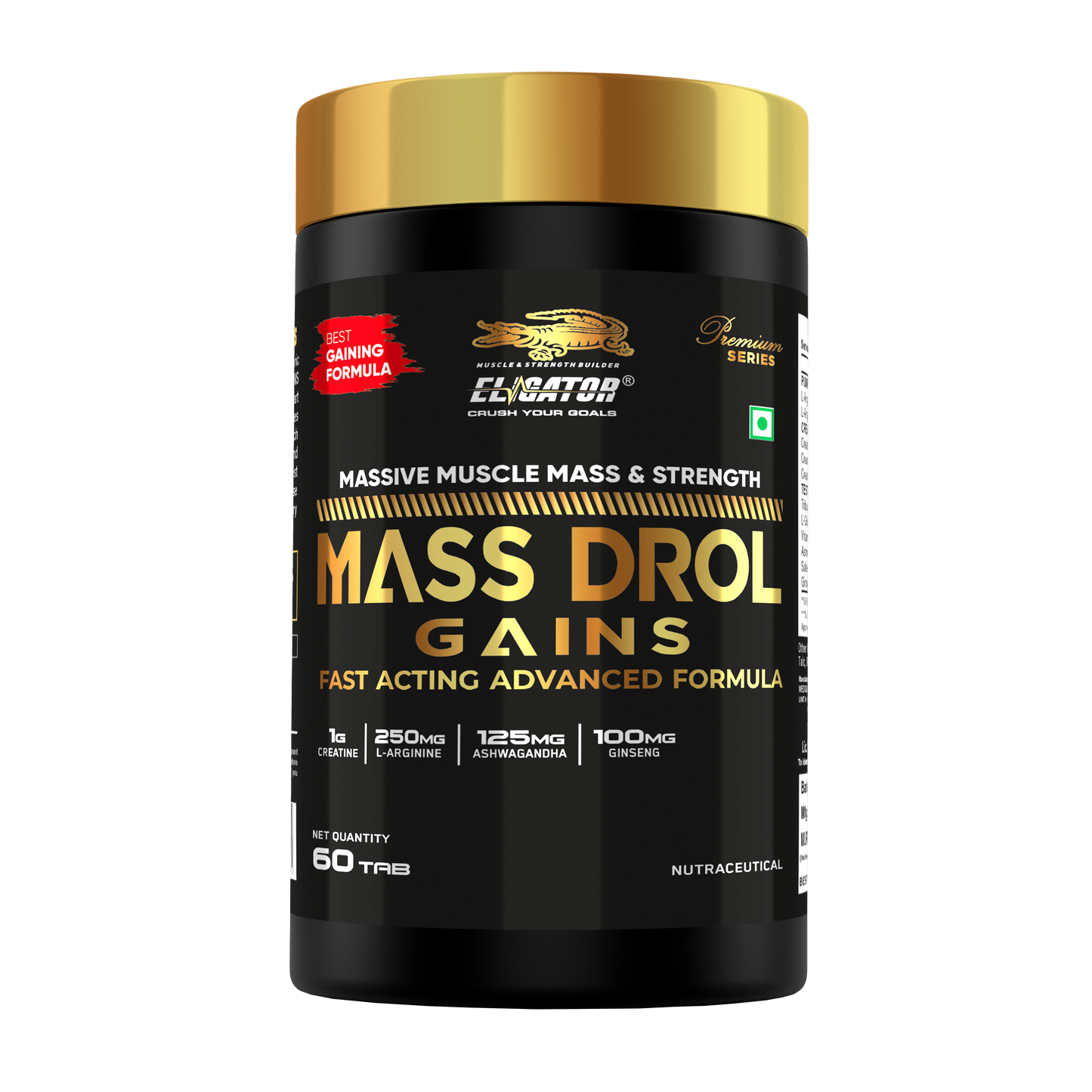 Eligator Nutrition Premium Series Mass Drol Gains 60 Tablets