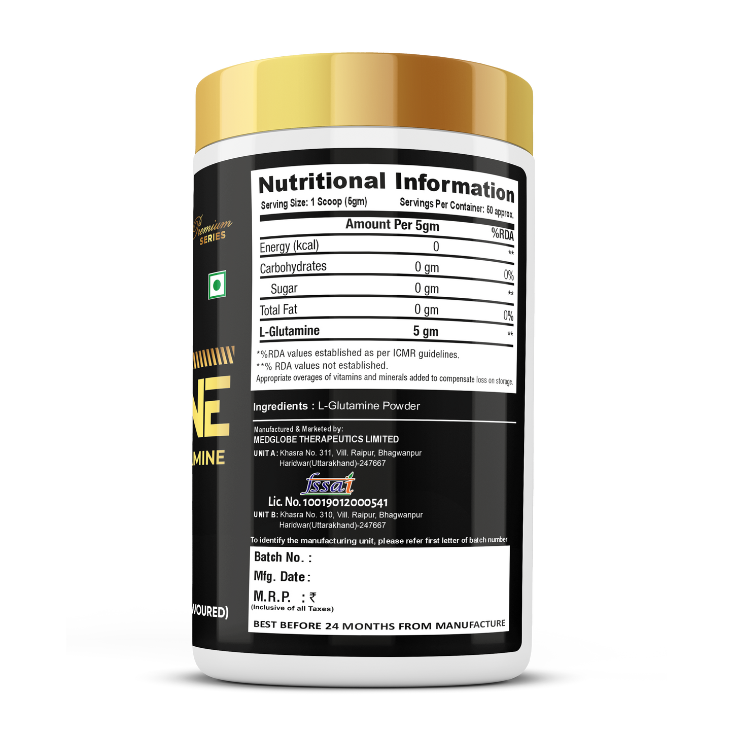 Eligator Nutrition Premium Series Glutamine 250 Gm