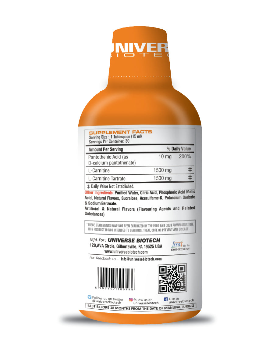 Universe Biotech L-Carnitine 3000 Mg Liquid